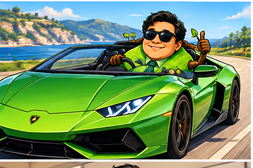 Tom driving a sports car