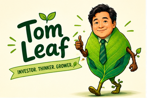 Tom Leaf waving in his leaf suit and green tie