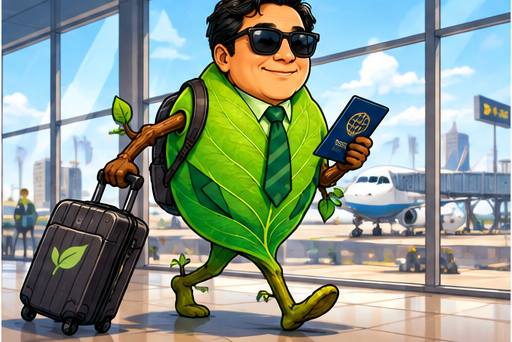 Tom traveling with a backpack