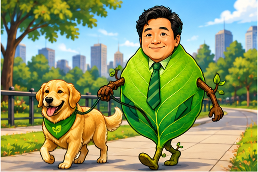 Tom walking a dog